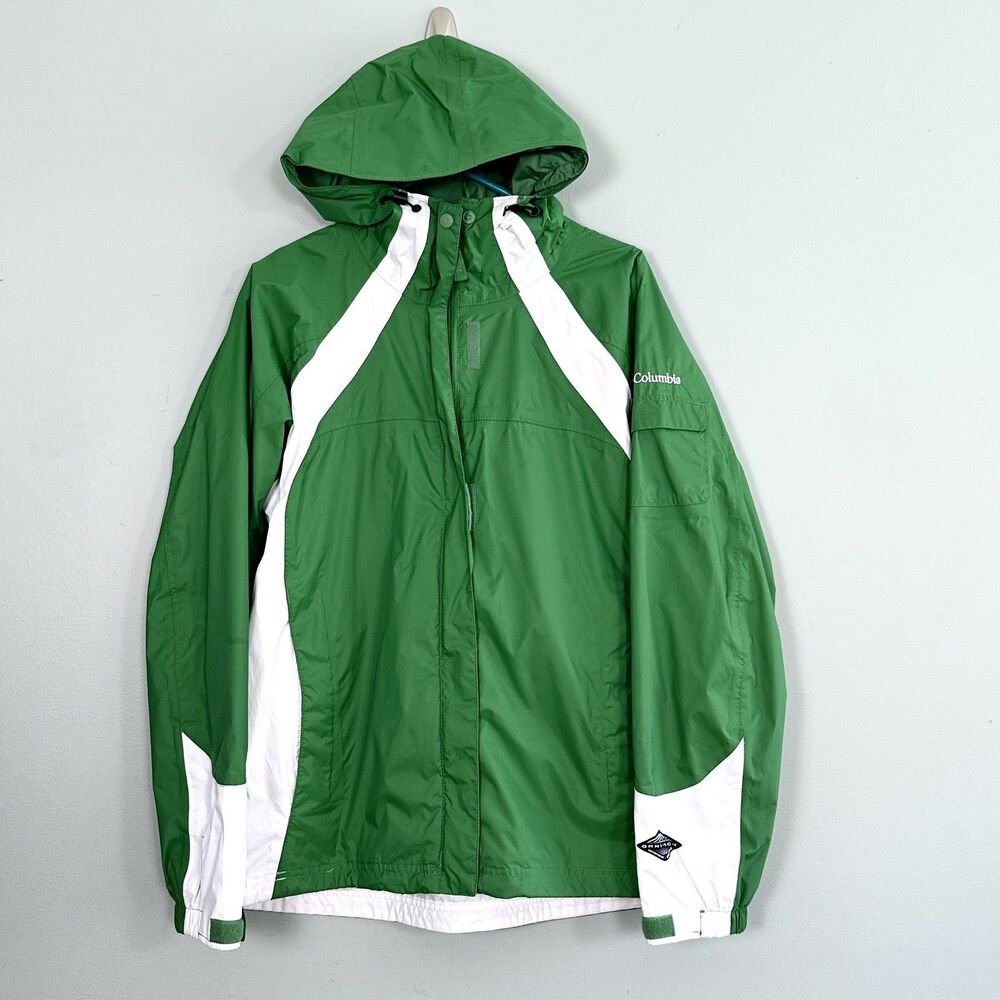 Columbia Green Omni Tech Jacket Womens Large Green Full Zip Waterproof Gorpcore